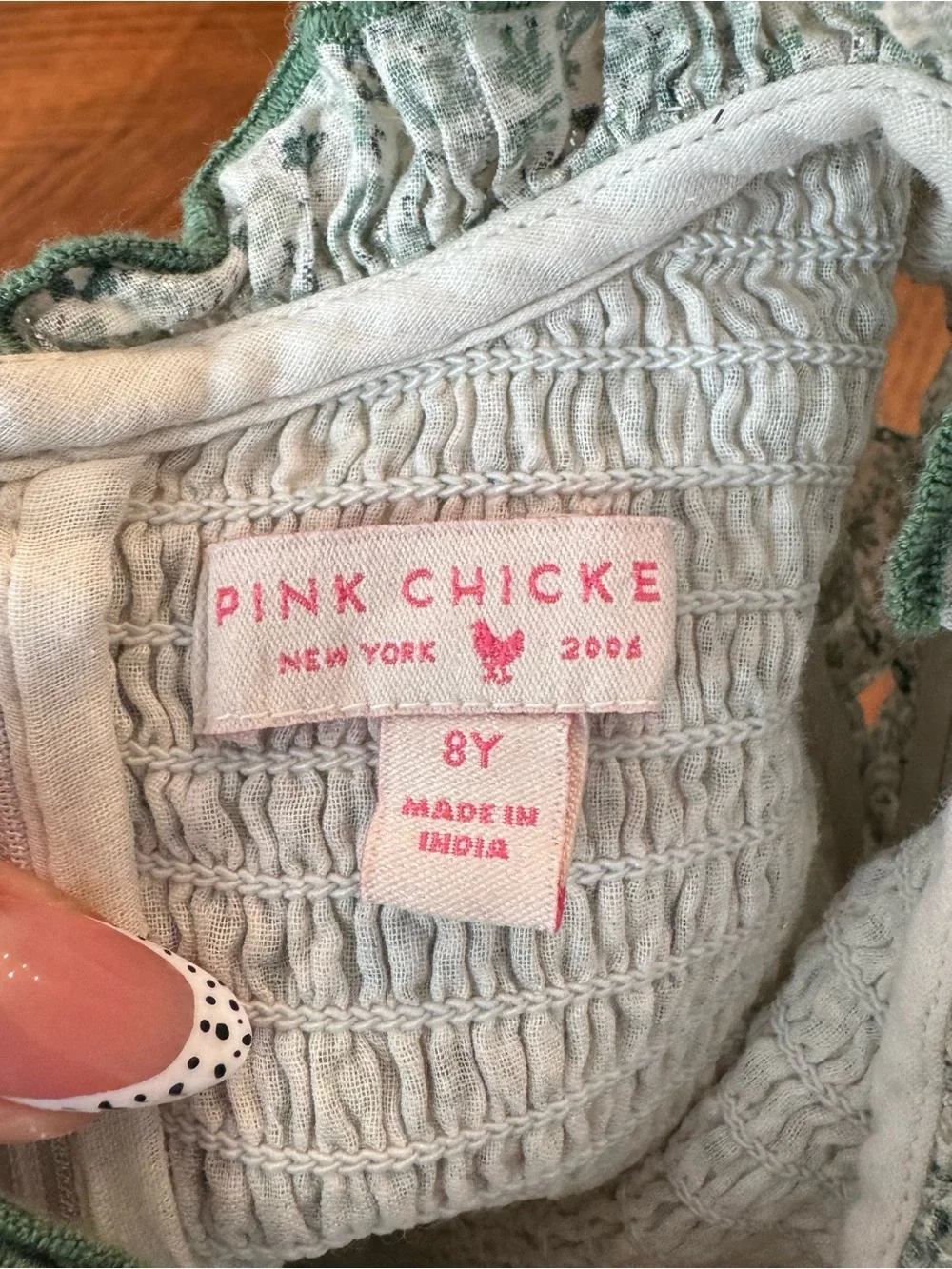 Pink Chicken girls stevie dress - green mini ditsy Size 8